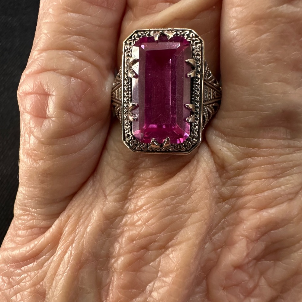 Elegant Sterling Silver Pink Gemstone Ring